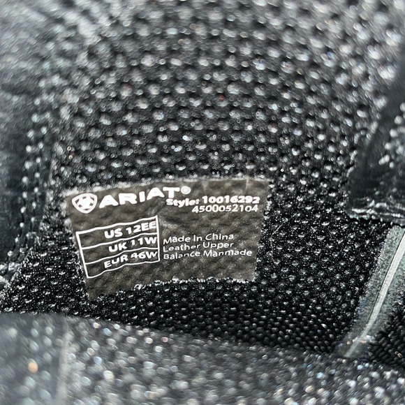 Men’s Black Ariat Square Toe Boots - size 12ee - Picture 6 of 9